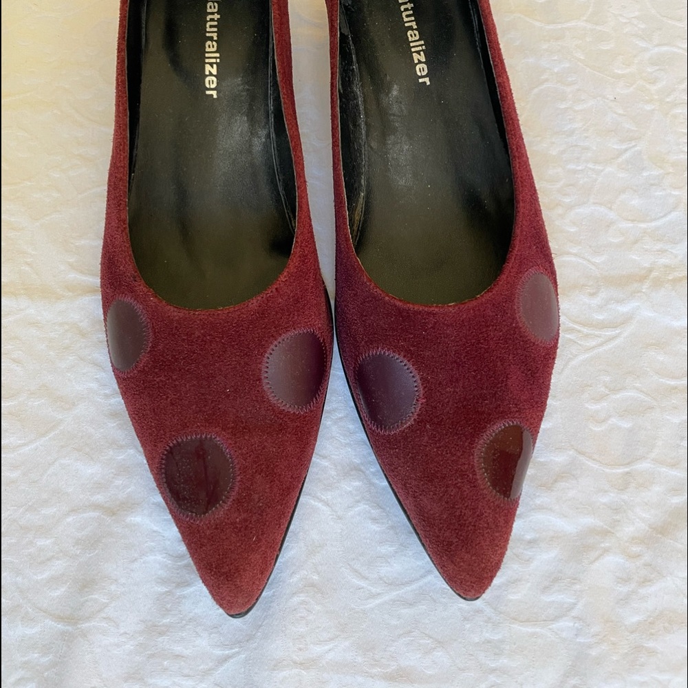 Purple polka dot shoes suede and leather